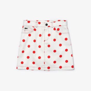 Lacoste Polka Dot Gabardine Skirt Dětské - Sukně Bílé / Červené | CZ-CUllOa